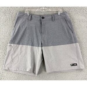 Pelagic Deep Sea‎ Hybrid Shorts Mens 38 Gray Colorblock Fishing Board Shorts